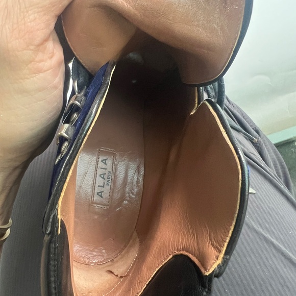 Alaia Paris Royal Blue Velvet Tie Up Stilletto Booties NEW beautiful condition - Picture 8 of 13